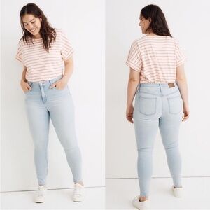 Madewell 9” Mid-Rise Skinny Crop Coolmax Jeans Simon Wash Blue Size 32 NWT